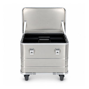 Front view of the open 4935 silver tool box with its organizer tray