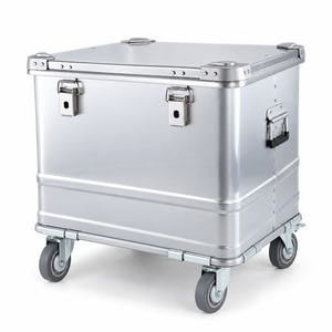 Silver BORY 565045 bottom case with four corner casters and galvanized metal base supports