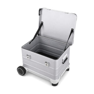 Open 565030 Silver aluminum equipment case with empty interior, side handle and wheel base
