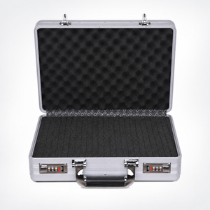 BORY 3650 silver aluminum beauty equipment case with egg-crate lid foam and scored grid base foam