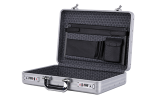 BORY 4850 silver aluminum business briefcase with lid document organizer