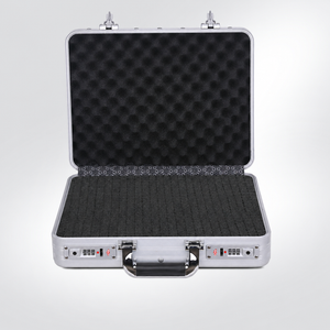 BORY 4050 silver aluminum equipment case with egg-crate lid foam and uncut grid foam base