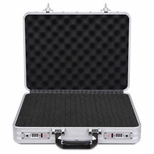 BORY 4350 silver aluminum equipment case with egg-crate lid foam and uncut grid foam base