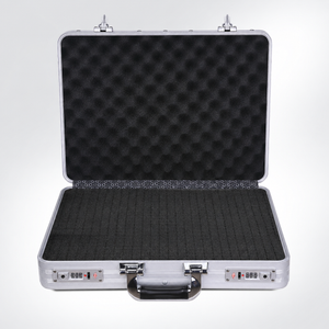 BORY 4850 silver aluminum equipment case with egg-crate lid foam and uncut grid foam base