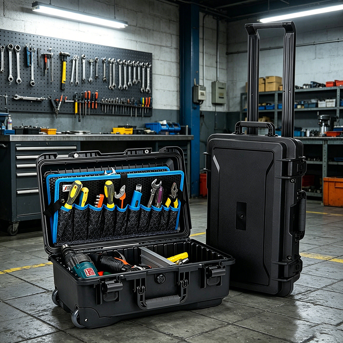 BORY Heavy-Duty Rolling Tool Box with Wheels | Waterproof Hard Shell Equipment Case with Telescoping Handle & Removable Dividers