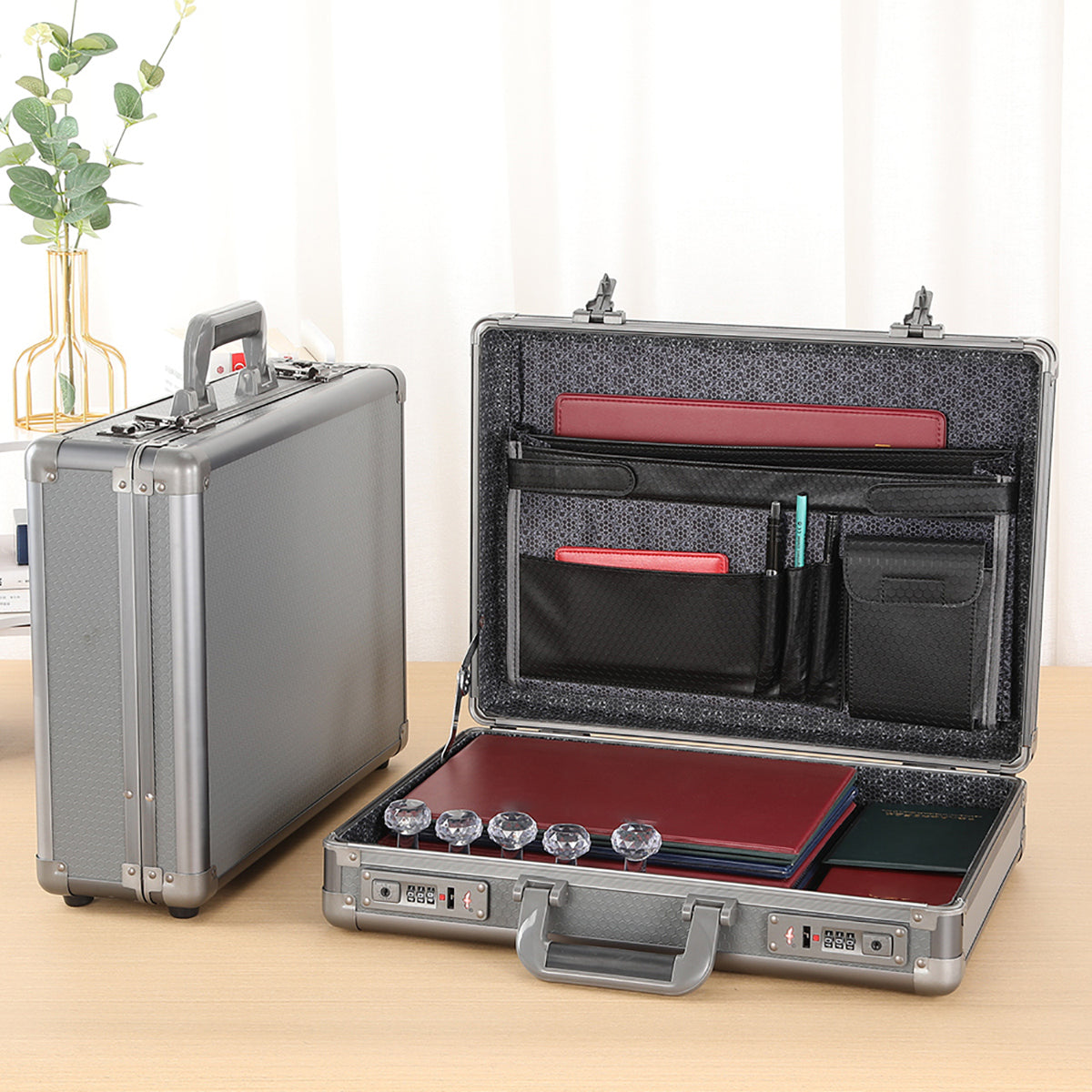 BORY Aluminum Briefcase with Combination Lock | Premium Business File & Laptop Organizer Toolbox