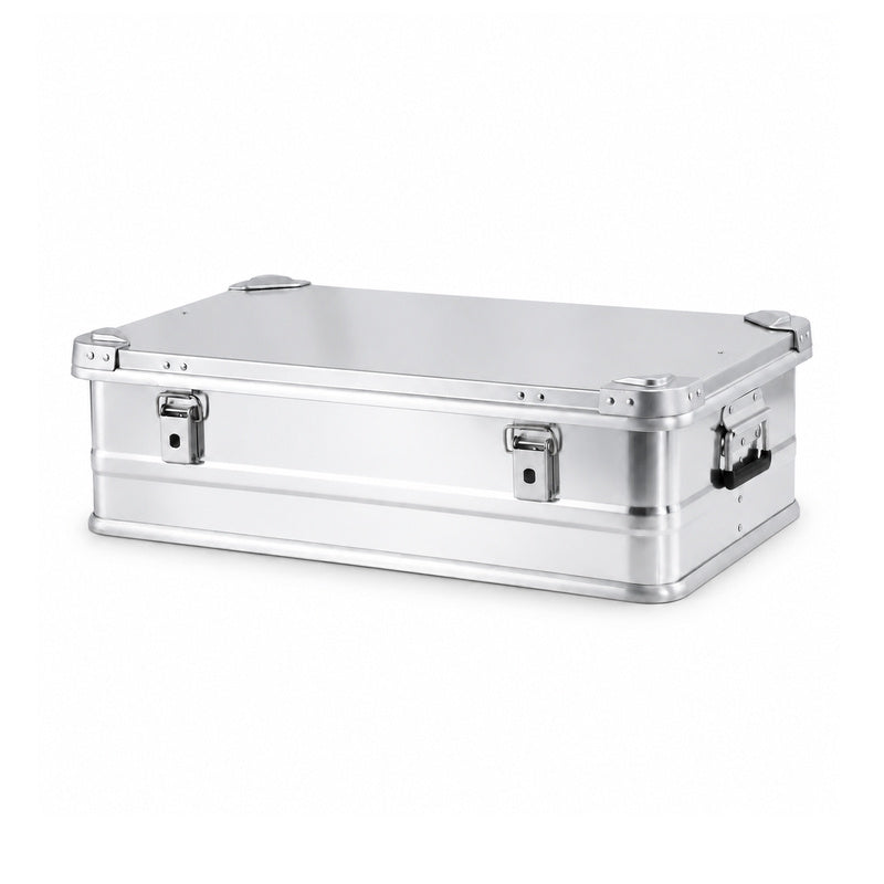 Single silver 90L-200 low aluminum storage box with closed lid
