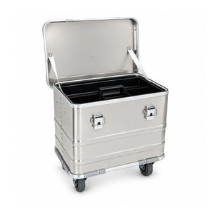 BORY 4935 silver aluminum rolling tool box with removable tray; unbranded exterior