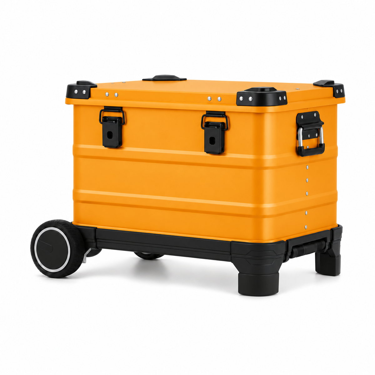 504030 Sand Orange aluminum equipment case with 5-inch wheels; color illustration based on product photos