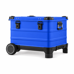 565030 Sapphire Blue aluminum equipment case with 5-inch wheels; color illustration based on product photos