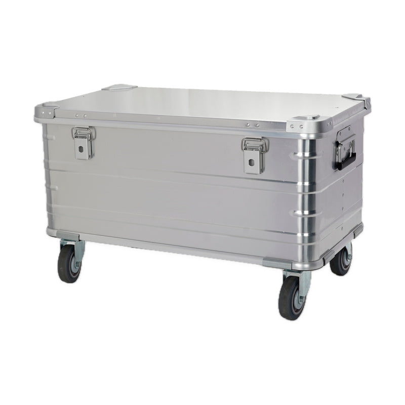 Included long trunk · 90l series, silver aluminum with four-inch casters; actual product photograph