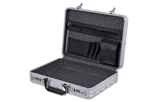 BORY 4050 aluminum briefcase with document pockets, pen slots and open main compartment