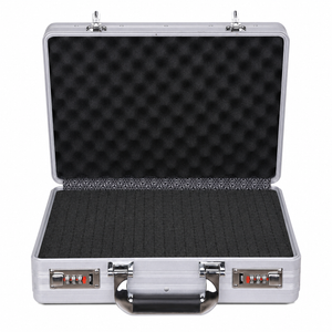 BORY 3650 silver aluminum equipment case with egg-crate lid foam and uncut grid foam base