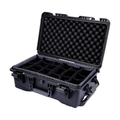 Black BORY FR1 rolling camera hard case with wave foam in the lid and a padded divider insert