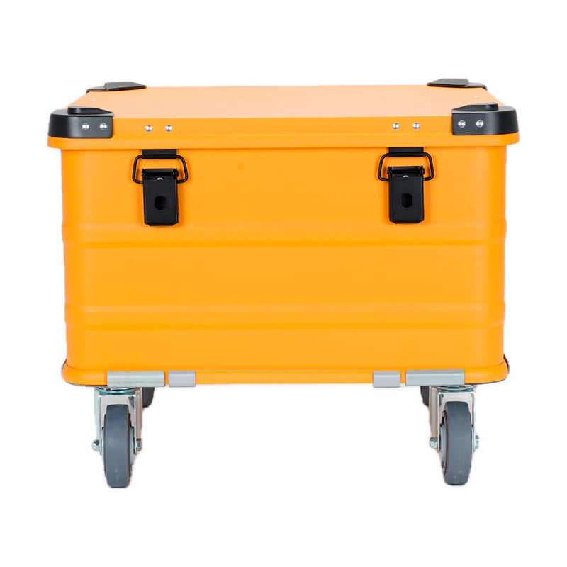 BORY 565030 orange aluminum storage box with four 4-inch casters, sold individually