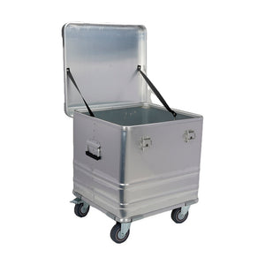 Empty silver BORY 565045 tall case interior with open lid