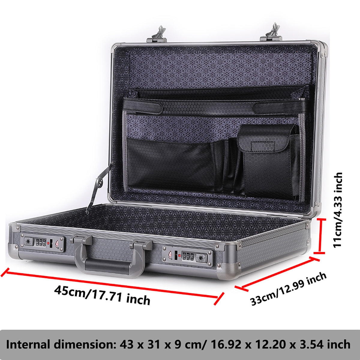 BORY Aluminum Briefcase with Combination Lock | Premium Business File & Laptop Organizer Toolbox