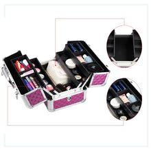 Load image into Gallery viewer, Makeup Train Cases Cosmetic Organizer Case Cosmetic Travel Cases  Portable Medicine Box Travel Storage Box Lockable Make Up Case for Makeup Artist Nail Tech Crafter Makeup Tools Makeup Toiletry Case
