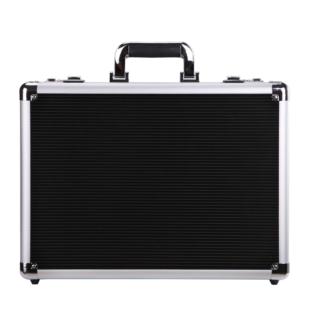 Silver Aluminum Briefcase Flight Cabin Crew Hand Luggage Hard-sided with Combination Locks