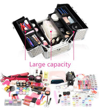 Load image into Gallery viewer, Makeup Train Cases Cosmetic Organizer Case Cosmetic Travel Cases  Portable Medicine Box Travel Storage Box Lockable Make Up Case for Makeup Artist Nail Tech Crafter Makeup Tools Makeup Toiletry Case
